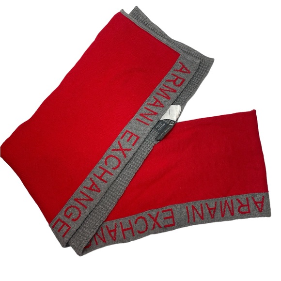 Armani Exchange Scarf Red and Grey - Picture 1 of 5